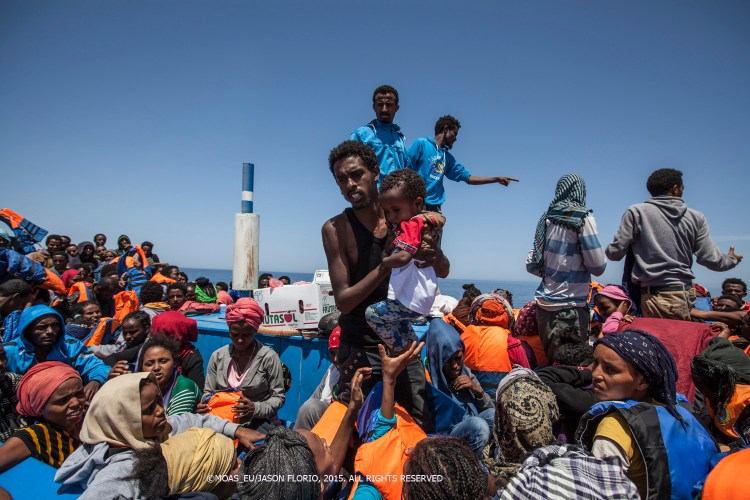 MOAS rescuies 361 migrants after spotting them with the Schielble camera copter