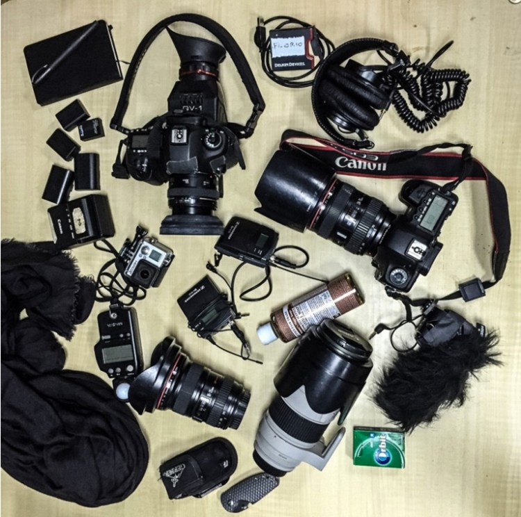 FLORIO, camera bag contents. Image @ Jason Florio