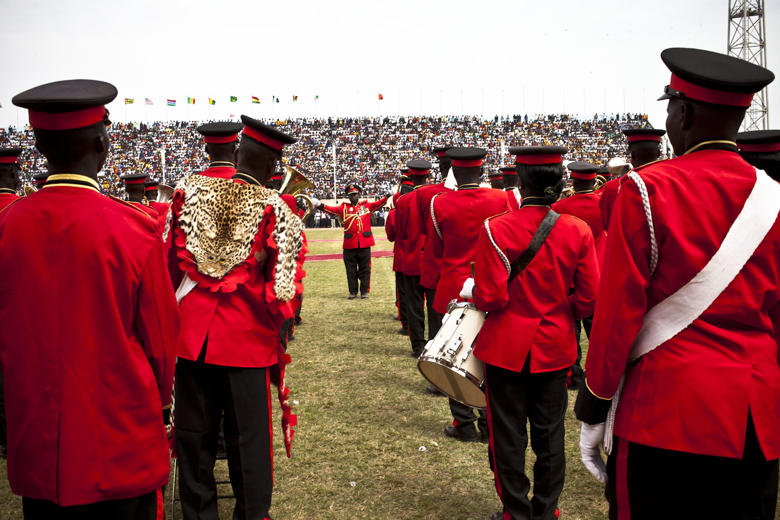 The brass band perform for President Adama Barrow, Bakau Stadium, The Gambia © Helen Jones-Florio
