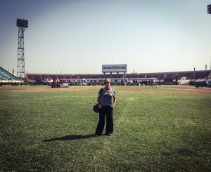 Helen Jones-Florio at Bakau Stadium, on the eve of the inauguration ceremony, The Gambia