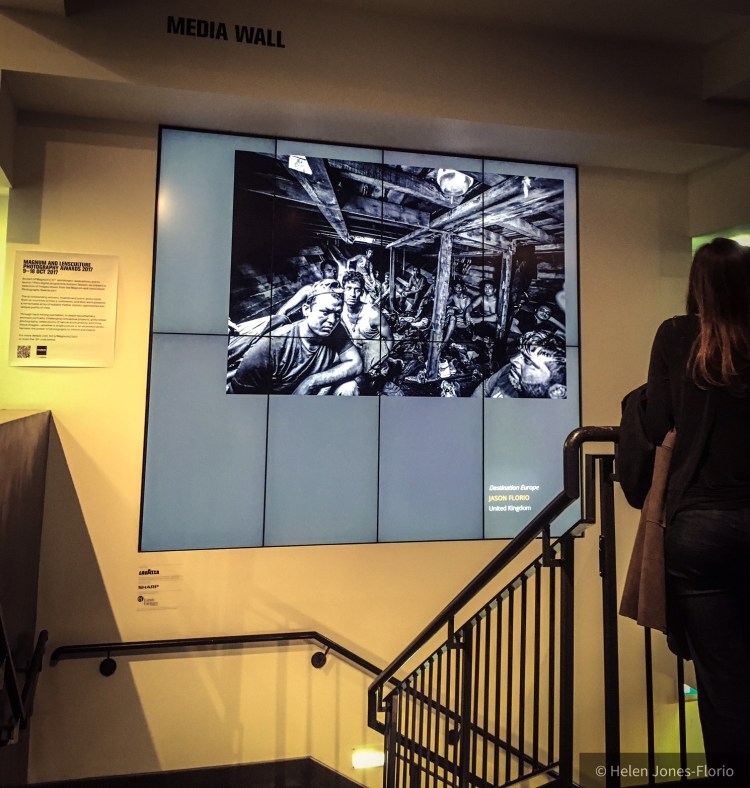 Jason Florio 'Destination Europe' The Media Wall Exhibition, The Photographers Gallery, London ©Helen Jones-Florio