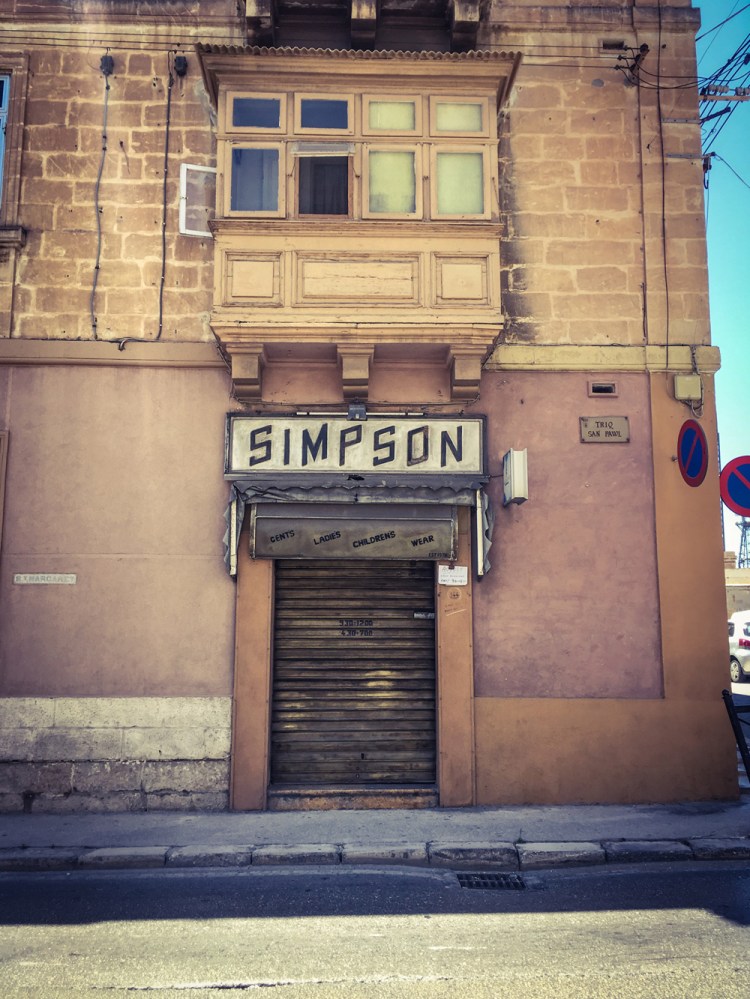 'Simpsons', retro storefront, derelict, Triq Dom Mintoff, Bormla, Malta ©Helen Jones-Florio