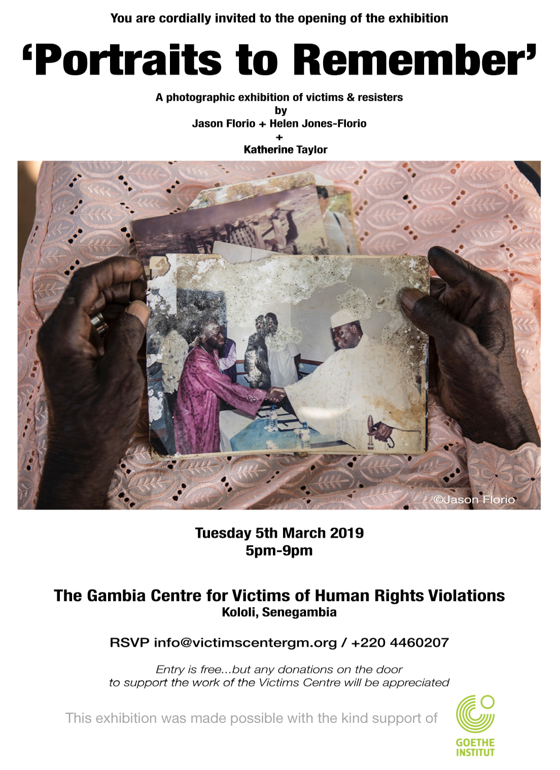 'Portraits to Remember'  victims and resisters - Exhibition invite, The Gambia, West Africa