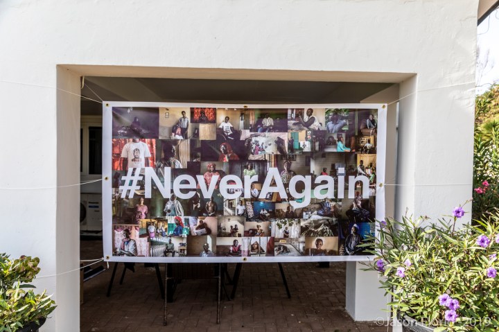 #NeverAgainGambia - banner of portraits of victims and resisters, exhibited at the British High Commission, in The Gambia. Portraits ©Jason Florio / Helen Jones-Florio 