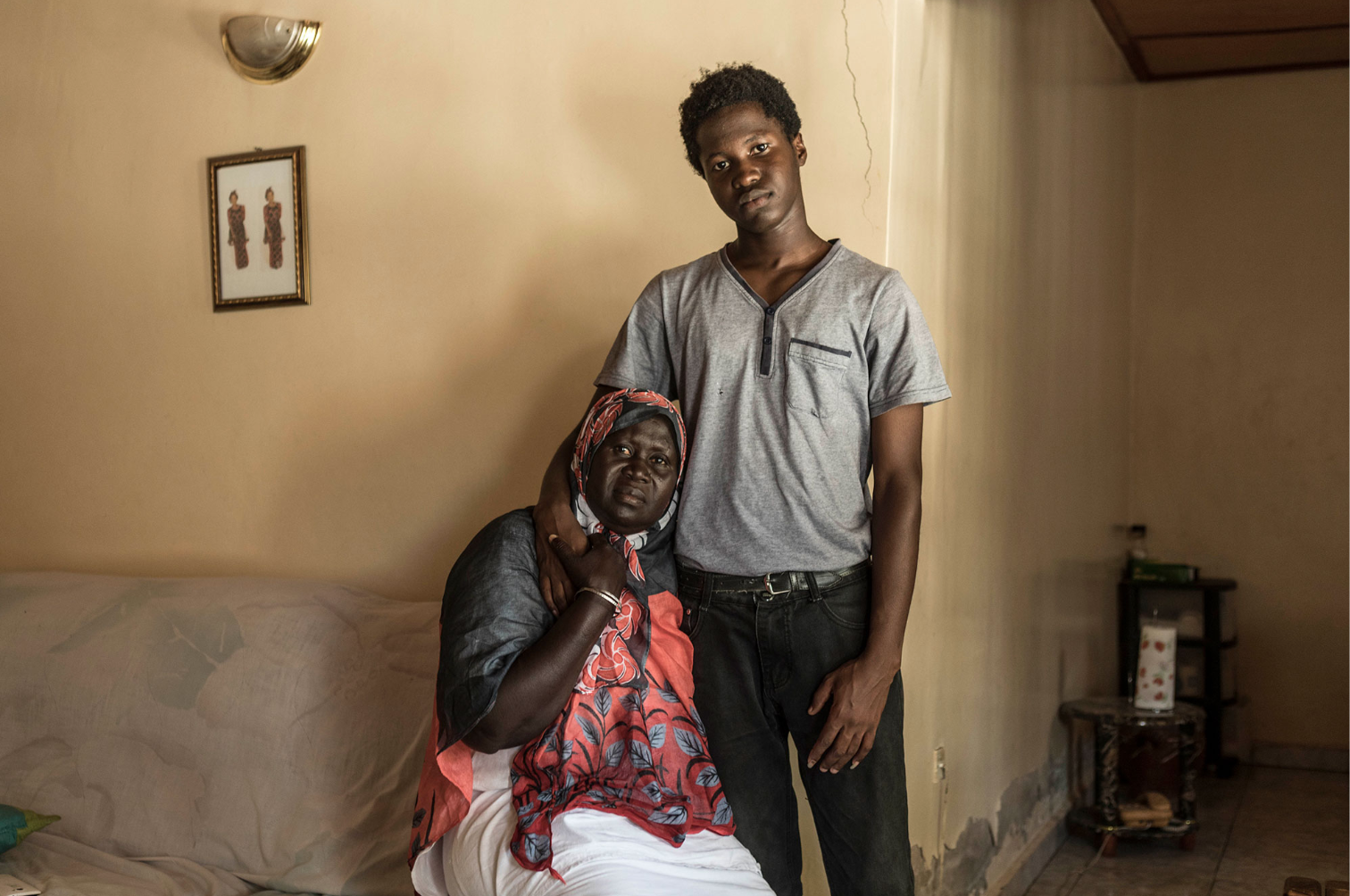 'Gambia - victims and resisters' : portrait of Fatou Jaiteh & Modou Lamin Jammeh - mother and son of murdered 'brother' of Yahya Jammeh, Haruna Jammeh ©Jason Florio