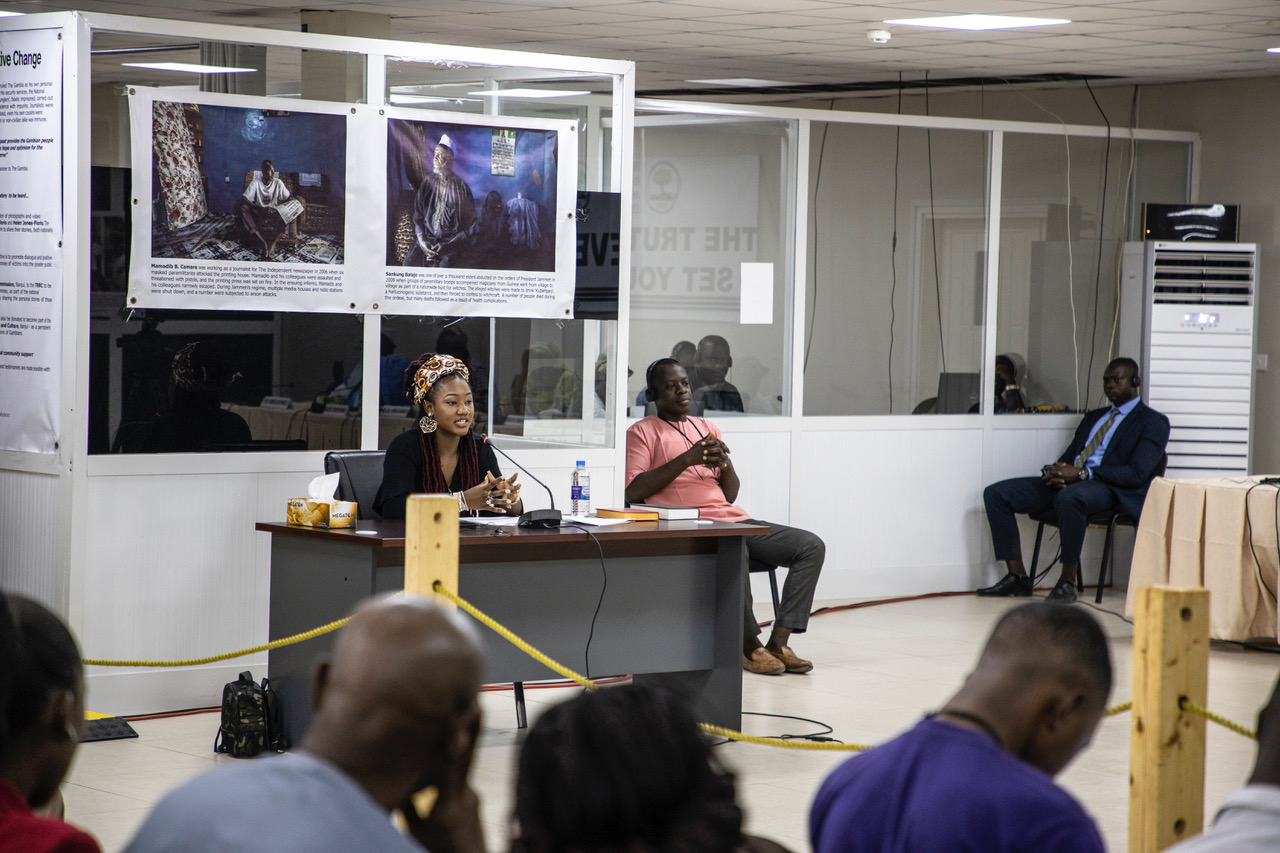 Fatou 'Toufah' Jallow testifies before the TRRC, about being raped by ex-President Yahya Jammeh of The Gambia. Image © Jason Florio