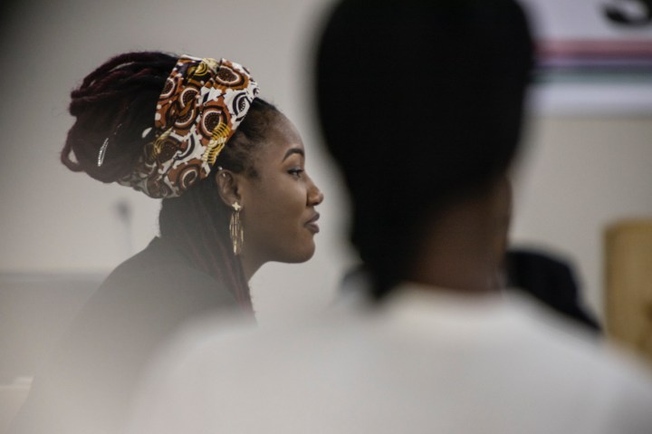 Fatou 'Toufah' Jallow testifies before the TRRC, about being raped by ex-President Yahya Jammeh of The Gambia. Image © Jason Florio