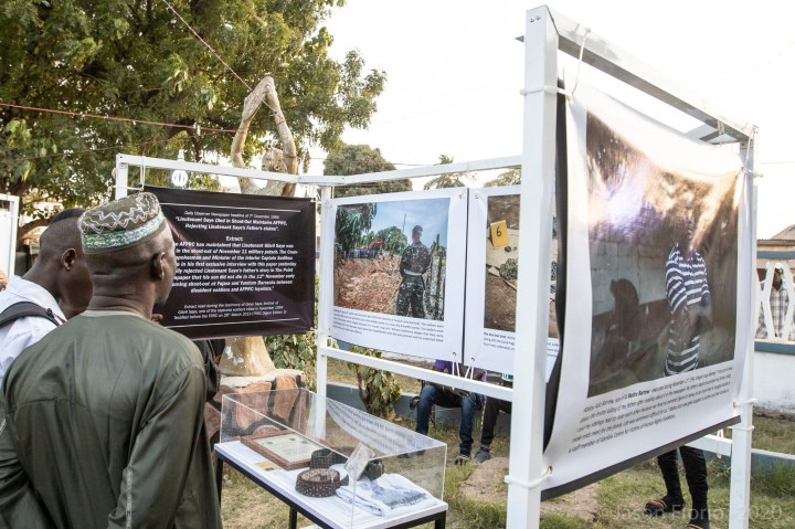Opening night of 'The Duty to Remember' exhibition at the National Centre for Arts & Culture, Banjul, The Gambia. A collaboration with ANEKED.  Portraits on display ©Jason Florio/Helen Jones-Florio. Exhibition Image ©Jason Florio 