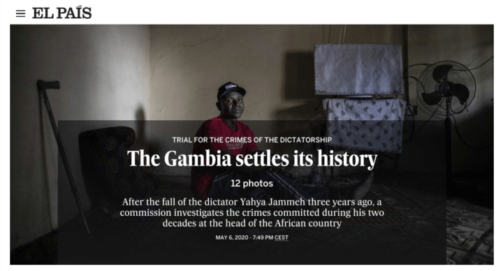El Pais - TRIAL FOR THE CRIMES OF THE DICTATORSHIP The Gambia settles its history. Images ©Jason Florio/Helen Jones-Florio #Portraits4PositiveChange