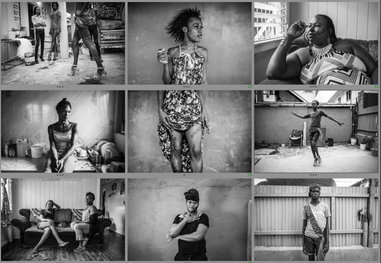 Montage of black and white portraits of the powerful trans-women of Guyana Trans United. Images © Jason Florio