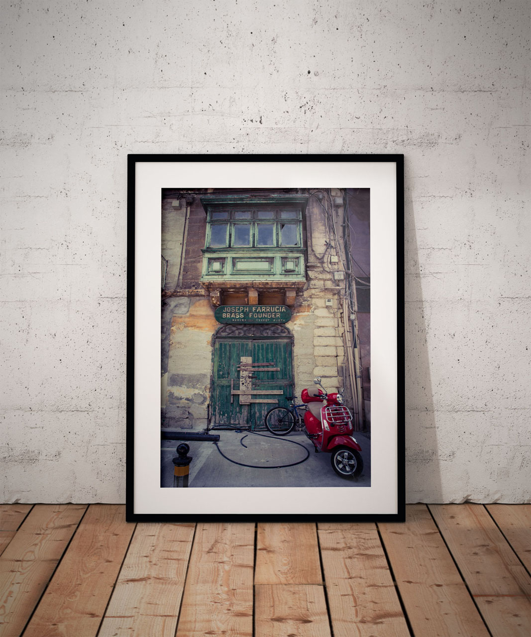 Doors And Storefronts of Malta - Joseph Farrugia Brass Founder, and motorcycle, Pieta, Malta ©Helen Jones-Florio