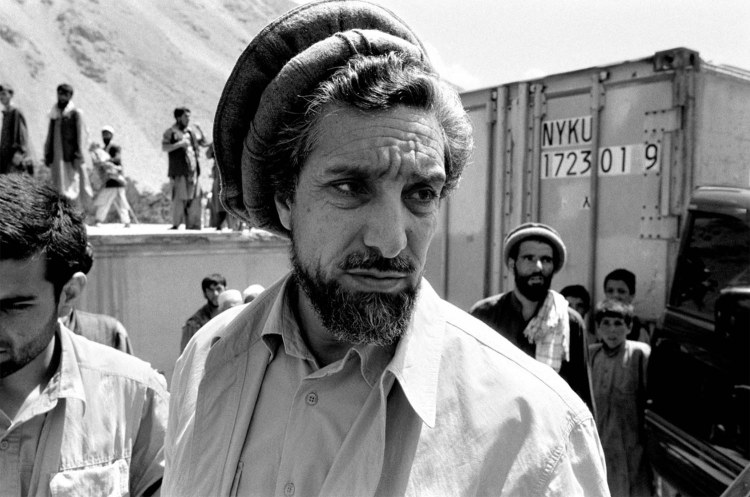 The portrait of Ahmed Shah Massoud - 'The Lion of Panjshir' - in his camp in the mountains was taken shortly before he was killed. Panjshir Valley, Afghanistan. black and white portrait © Jason Florio, September 2001