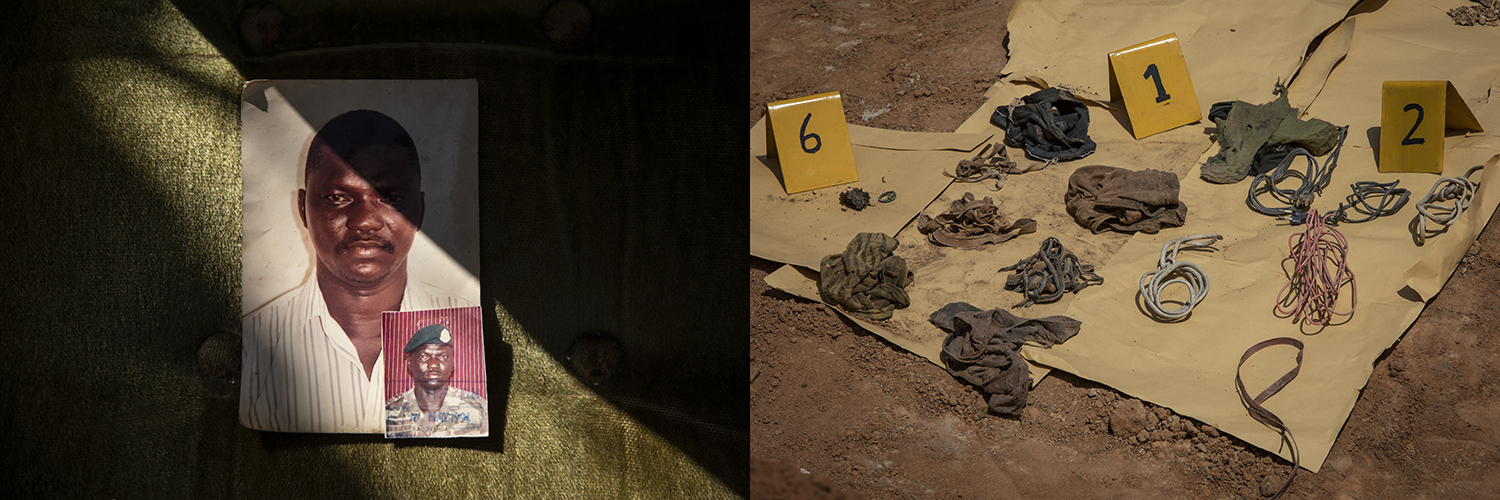 The Photoville FENCE 2020 - Portrait of Sgt Basiru Camara and the remains of an exhumation in The Gambia. 'Gambia - victims, and resisters' ©Jason Florio/Helen Jones-Florio