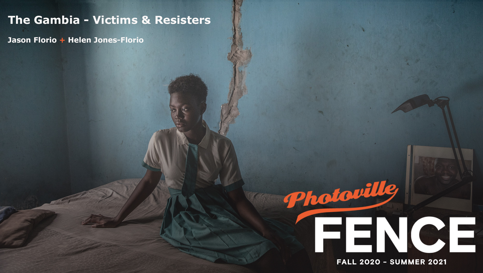 The Photoville FENCE - colour portrait of Gambian schoolgirl, Amie Lowe, from 'Gambia - victims, and resisters' ©Jason Florio/Helen Jones-Florio