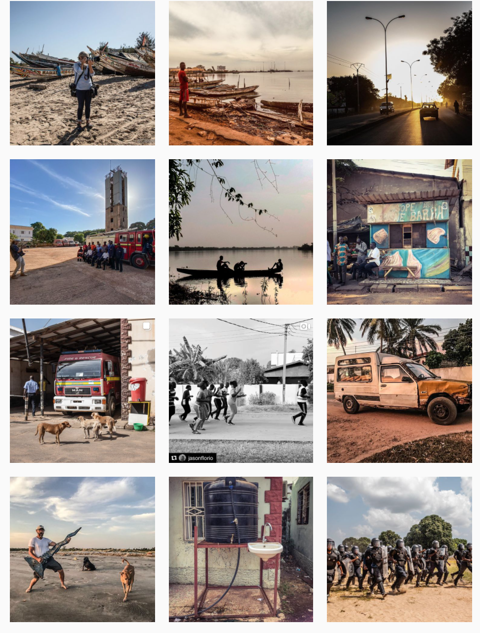 A screen grab if the Instagram feed for @floriophotos - images by Jason Florio & Helen Jones-Florio