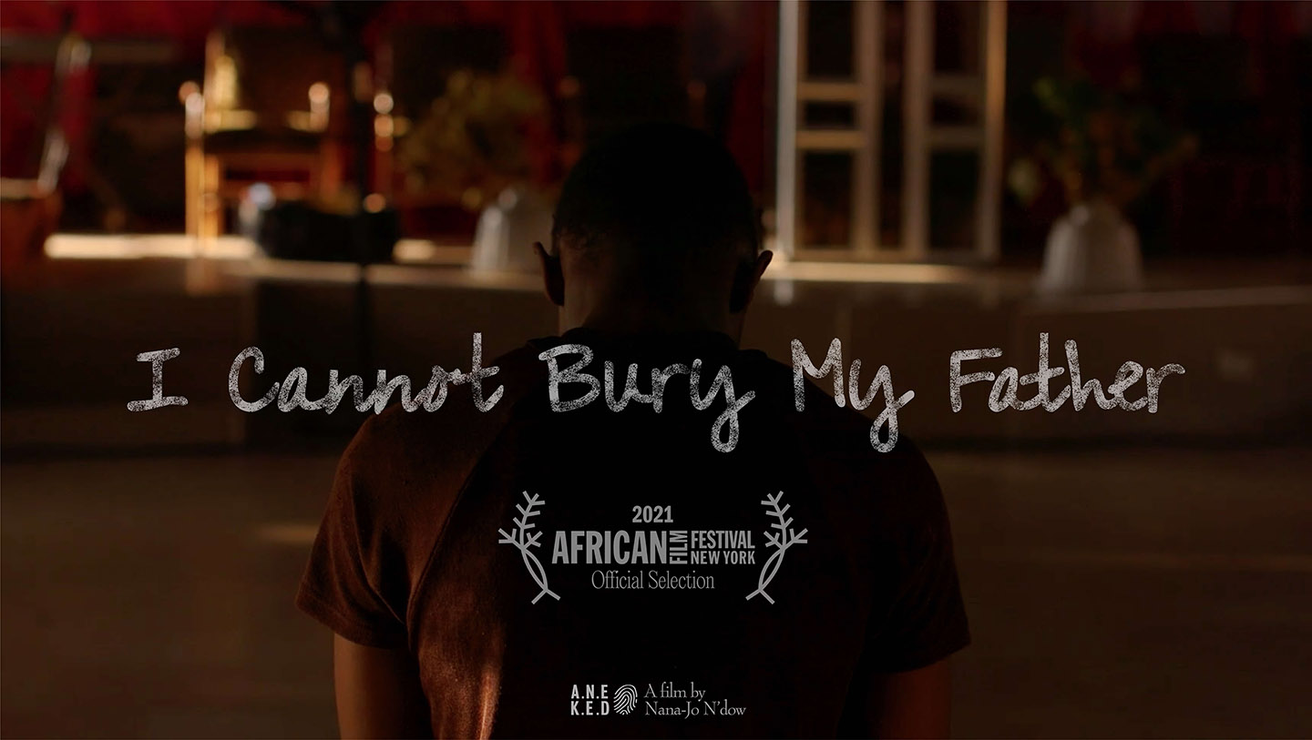 Poster advertising the screening of 'I Cannot Bury My Father' short documentary at the African Film Festival, New York. Director of Photography - Jason Florio