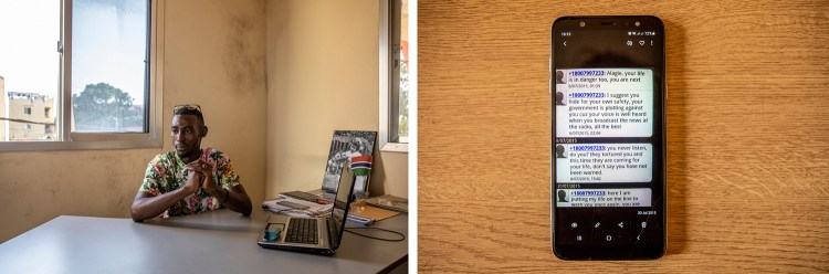 CAP PRIZE 2021 SHORTLIST: Alagie Abdoulie Ceesay, Taranga FM community radio journalist. Alagie Abdoulie Ceesay said he was unlawfully detained and tortured by members of the Jammeh regime security forces in July 2015.. Images ©Jason Florio/Helen Jones-Florio