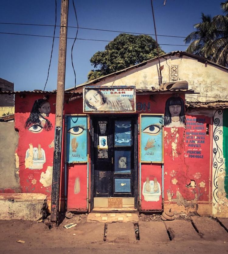 #GambiaDoors - hand-painted beauty salon,'Juste Nails Bash' beauty shop, Serekunda, The Gambia. Image ©Helen Jones-Florio