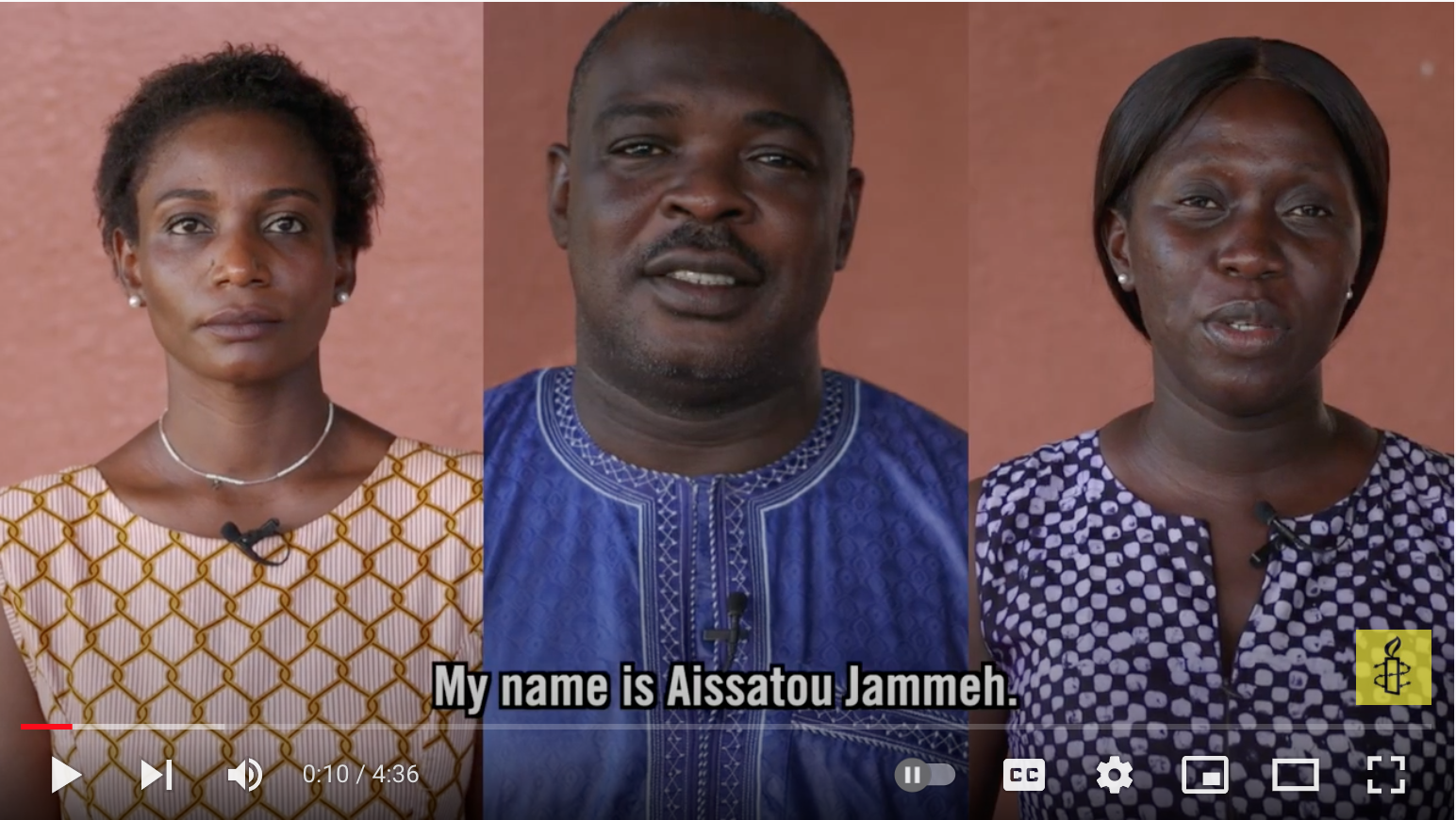 Screengrab from Youtube of Amnesty International Africa's short film on Gambia's human rights agenda