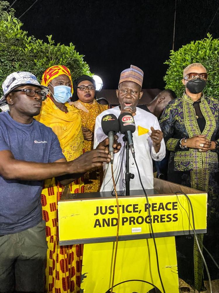 GAMBIA ELECTIONS 2021: LAWYER DARBOE ADDRESS HIS SUPPORTERS AFTER HE DECLARED THE VOTING AS FRAUDULENT. IMAGE ©JASON FLORIO